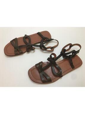 Via Spiga Women's Donnie Brown Leather Gladiator Flat Sandals Size 7M